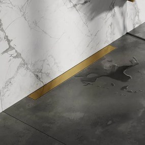 Brauer Douchegoot - 70x7.5cm - muurflens - tegelinlegrooster omkeerbaar - RVS - geborsteld goud DR-MRFW70GG