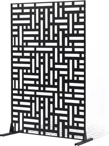 VEVOR Screen, 120x50,8x193 cm, privacyscherm voor buiten, vrijstaande scheidingswand met standaard, decoratieve stalen kamerverdeler voor balkon, terras, binnen, hottub, zwart