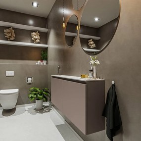 Mondiaz Ture 120cm toiletmeubel smoke met wastafel talc links 1 kraangat