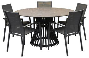Malaga Pasadena dining tuinset 140xH75 cm rond 6 delig aluminium