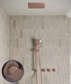 Saniclear Plus Curved inbouw regendouche met inbouw douchekop 30x30cm, glijstang en 2 standen handdouche geborsteld koper