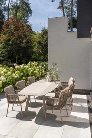 Taste by 4 Seasons Puglia tuinset latte met Manolo barrel tafel met keramisch blad 240 x 103 cm  Tuinset    taupe weerbestendig