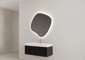 Gliss Design Timotheus badmeubel met ribbelfront 100cm black veneer met glans witte wastafel 1 kraangat Lako