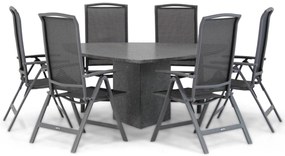 Tuinset 6 personen 170 cm Aluminium/textileen Grijs Lifestyle Garden Furniture Tirana/Graniet