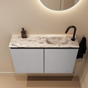 Mondiaz Ture DLux toiletmeubel 80cm plata met wastafel glace rechts met kraangat