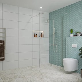 Fortifura Galeria inloopdouche - 110x200cm - helder glas - wandarm - Geborsteld RVS PVD (RVS) SW915250/SW797908