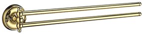 Smedbo Villa Handdoekhouder - 44x4x7cm - dubbel - draaibaar - messing V226