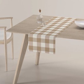 Dekoria Rechthoekige tafelloper, wit-beige geruit, 40 x 130 cm