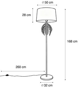 Vloerlamp goud 145 cm met katoenen kap zwart 50 cm - Botanica Landelijk E27 Binnenverlichting Lamp