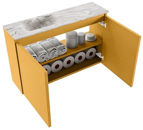 Mondiaz Ture DLux toiletmeubel 80cm ocher met wastafel glace links met kraangat