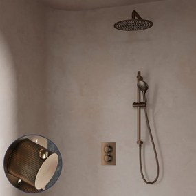 Saniclear Antique Stripes inbouw regendouche met 20cm hoofddouche, muurarm, 2 standen handdouche en glijstang verouderd messing