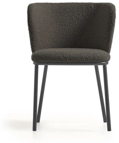 Kave Home Ciselia Zwarte Stoel Met Ronde Rug Boucle