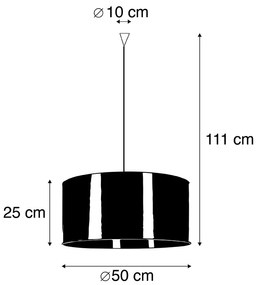 Eettafel / Eetkamer Design hanglamp zwart met koperen kap 50 cm - Pendel Modern E27 rond Binnenverlichting Lamp