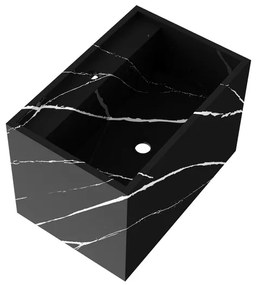 Saniclass Cube Meubelwastafel - 60x46x40 - Zonder overloop - 1 wasbak - 1 kraangat - composiet - nero marquina WT-MC601NE