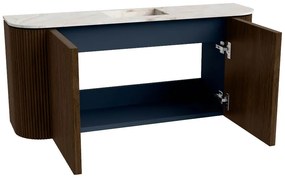Mondiaz Joya DLux 95cm toiletmeubel ronding links/rechts walnut met wastafel faye midden 1 kraangat frappe