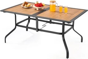 VEVOR Patiotafel Tuintafel Balkontafel (1505 x 960 x 725 mm) Gemaakt van koolstofstaal + DPC-plaat, Eettafel voor tuin, patio, tuin, veranda, waterdicht, met 35 mm parasolgat, draagvermogen van 68,04 kg