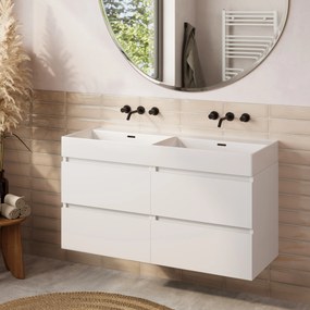 Plieger Kansas badmeubel 120cm met dubbele glans witte wastafel zonder kraangat wit mat