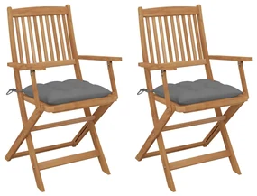 vidaXL Tuinstoelen 2 st inklapbaar met kussens massief acaciahout