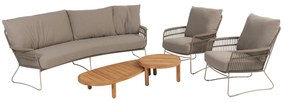 Finn Botanic stoel bank loungeset 5 delig teak pebble latte 4 Seasons Outdoor