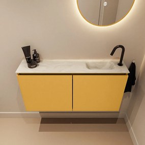 Mondiaz Ture DLux toiletmeubel 100cm ocher met wastafel ostra rechts met kraangat