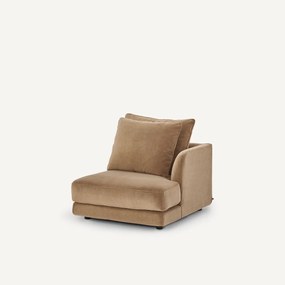Halve bank rechts, modulair, van stonewashed fluweel, TIBERIO