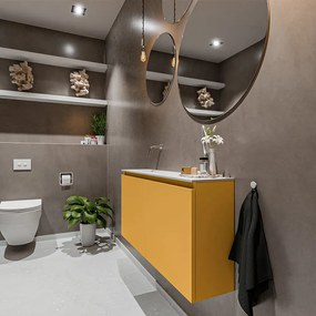 Mondiaz Ture 100cm toiletmeubel ocher met wastafel talc links geen kraangat