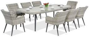 Exclusieve dining tuinset met grote tafel Cordoba voor 8 personen Garden Point wit