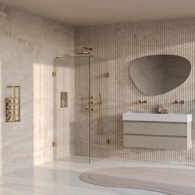 Brauer Void Carving profielloze douchecabine 90x100cm messing geborsteld PVD