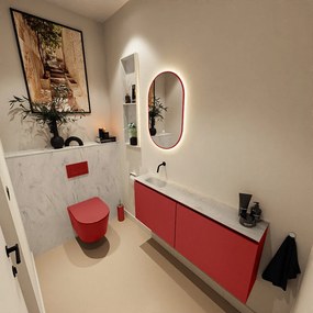 Mondiaz Ture DLux toiletmeubel 120cm fire met wastafel opalo links zonder kraangat