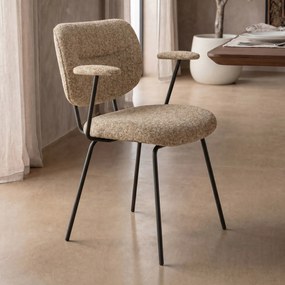 Moderne Eetkamerstoel Met Armleuningen Beige
