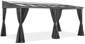 Aluminium terrasoverkapping 4 x 6 m Tarragona met Garden Point gordijnen antraciet