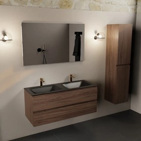 Mondiaz Aivy badmeubel 120cm mocha met wastafel solid surface urban dubbel 2 kraangaten