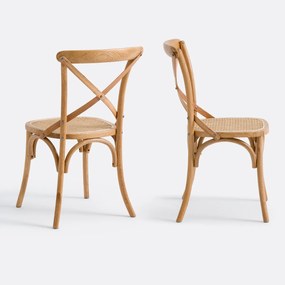 Set van 2 stoelen in eik en rotan,Cedak