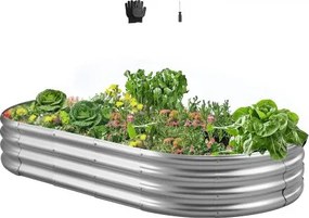 VEVOR Verhoogd Tuinbed, Metaal, 1800x900x290 mm, Plantbed, Groentebed, Plantenbak met Open Bodem &amp; Afgeronde Randen, Bloembed, Kruidenbed, Ideaal voor Groenten, Bloemen, Kruiden &amp; Vetplanten, Ovaal