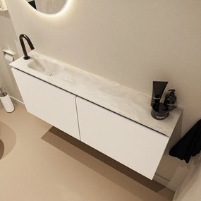 Mondiaz Ture DLux toiletmeubel 120cm talc met wastafel ostra links met kraangat