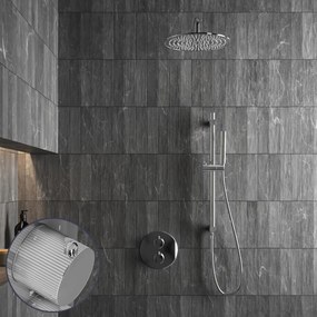 Saniclear Talpa Stripes inbouw regendouche rond met 20cm hoofddouche, muurarm en glijstang chroom