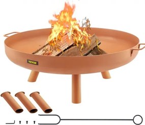 VEVOR Vuurkorf Buiten 77 cm Diameter Vuurschaal Bruine Outdoor Fire Bowl Gemaakt van Geschilderd Koolstofstaal met 2-in-1 Functionele en Ondersteunende Been Toegepast in Tuinen Parken Achtertuinen enz