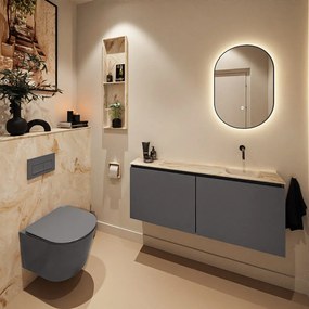 Mondiaz Ture DLux toiletmeubel 120cm dark grey met wastafel frappe rechts zonder kraangat