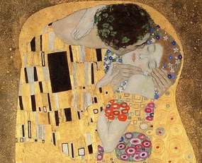 Gustav Klimt - Kunstreproductie De Kus, (40 x 35 cm)