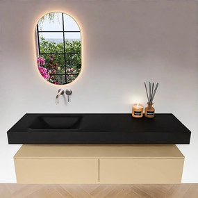 Zaro Alan badmeubel 160cm sand 2 lades met vrijhangende wastafel cloud links zonder kraangat urban