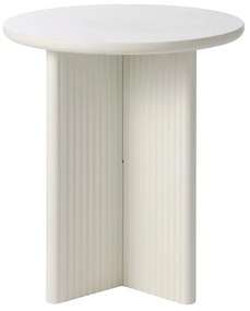 Greige Tafeltje Rond Met Ribbels - 50 X 50cm.