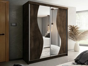 Kledingkast Dover 105, Donker essen, 200x200x62cm, 174 kg, Kledingkast deuren: Schuivend, Aantal planken: 9, Aantal planken: 9