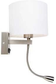 Wandlamp staal met flexarm en kap wit 18 cm - Brescia Combi