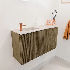 Mondiaz Joya DLux 80cm toiletmeubel ronding rechts dusk met wastafel faye links 1 kraangat meli