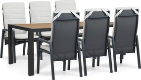 Tuinset 6 personen 210 cm Aluminium Grijs Lifestyle Garden Furniture Vivaro/Creta