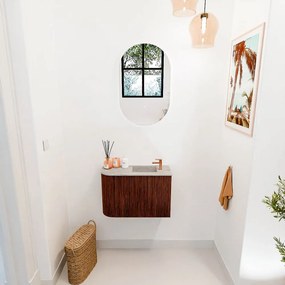 Mondiaz Joya DLux 60cm toiletmeubel ronding links ruby met wastafel faye rechts 1 kraangat glace