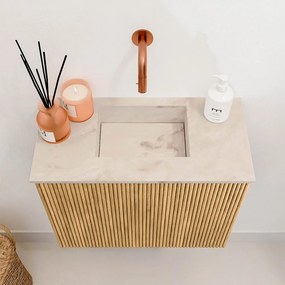 Mondiaz Joya DLux 50cm toiletmeubel oak met wastafel faye midden zonder kraangat frappe