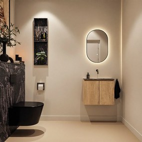 Mondiaz Ture DLux toiletmeubel 60cm washed oak met wastafel lava midden zonder kraangat