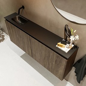 Mondiaz Ture 120cm toiletmeubel dark brown met wastafel urban links geen kraangat