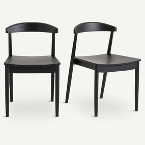 Set van 2 stoelen in eik met zwarte tint, Galb